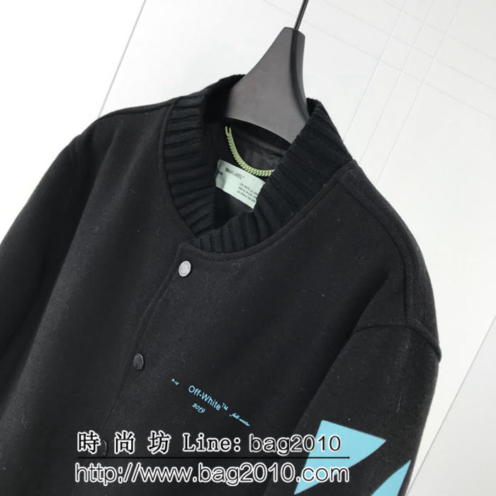 OW18FW 藍紫漸變色 羊毛呢面料 超級厚實 保暖夾克棒球服 開模訂制原版四合扣 修身版型 情侶款 ydi2584